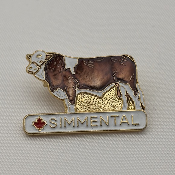 Other - Canada Simmental Cattle Maple Leaf Cow Lapel Hat Pin